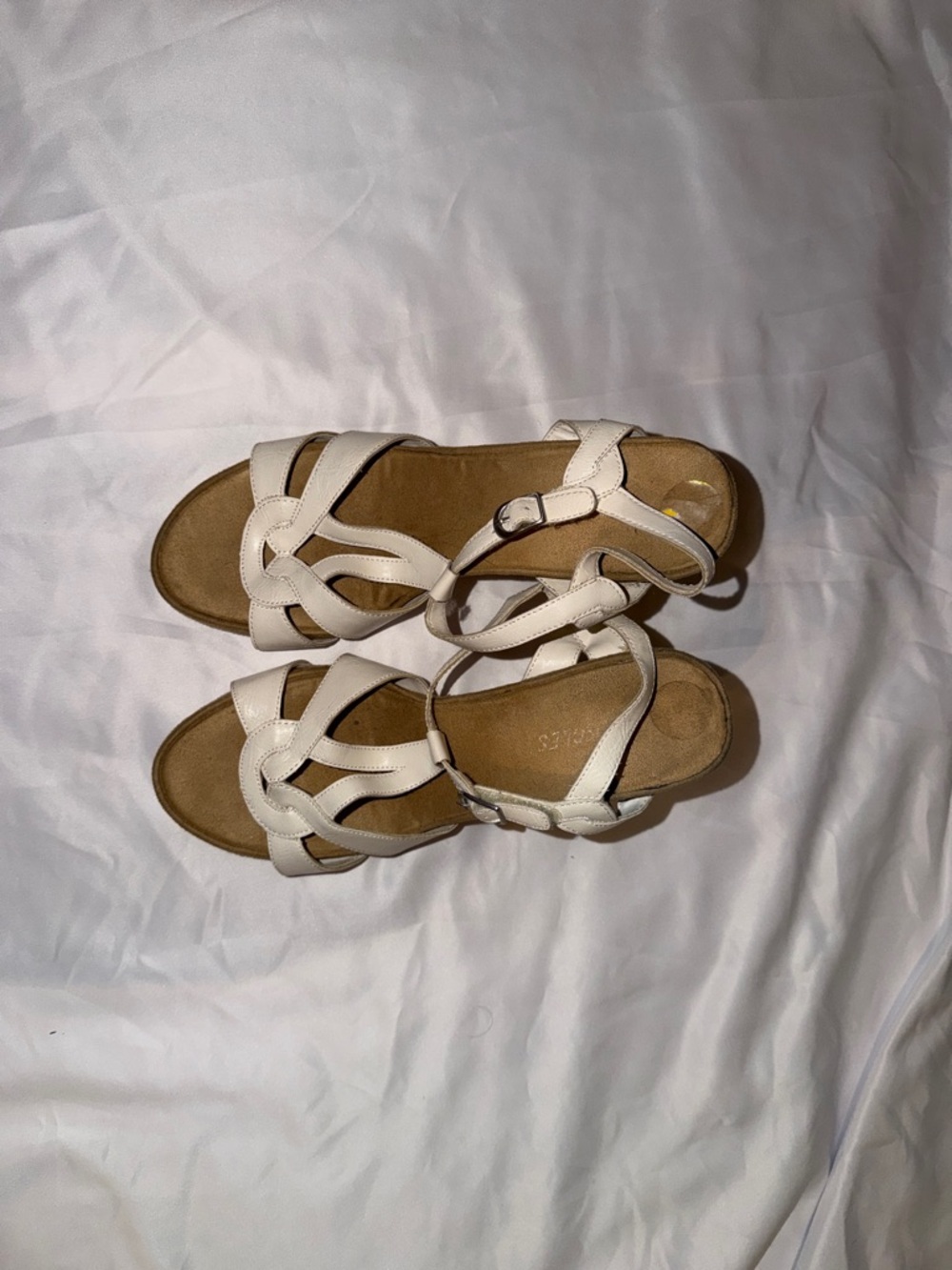 AEROSOLES Cream Strappy Women's Sandals with Ankle Buckle